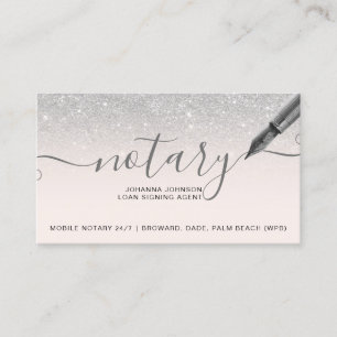 Mobil Notary-lån silver glitter typografi Visitkort