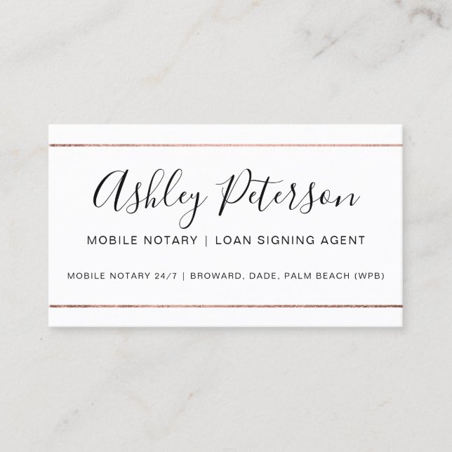 Mobil Notary public typography ro guld rand Visitkort (Framsida)