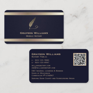 Mobil Notary Quill QR-kod Guld Visitkort
