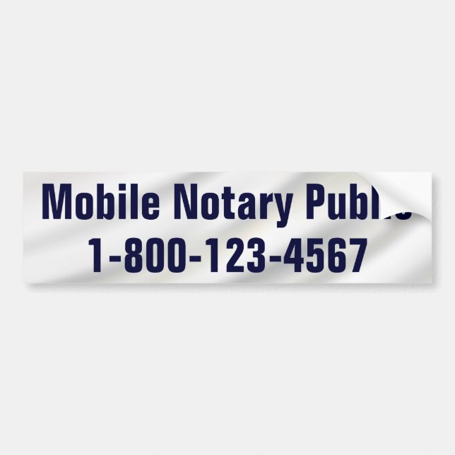Mobil Notary som är offentlig med telefonnummer Bildekal (Framsidan)