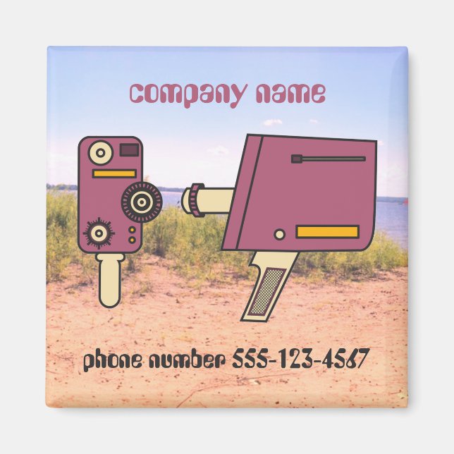 mobil nummerretrokamera för namn i anpassningsbarn magnet (Framsidan)