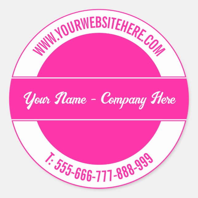 Mobil runda etikett för eget namn på webbplats Fär (Framsida)