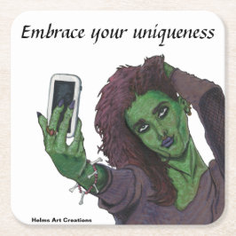 Mobil  selfie-unik Underlägg-uppsättning för Gobli Underlägg Papper Kvadrat