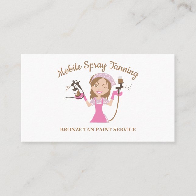 Mobil solbränningsspray Kroppsfärg Dam Logotyp Visitkort (Framsida)