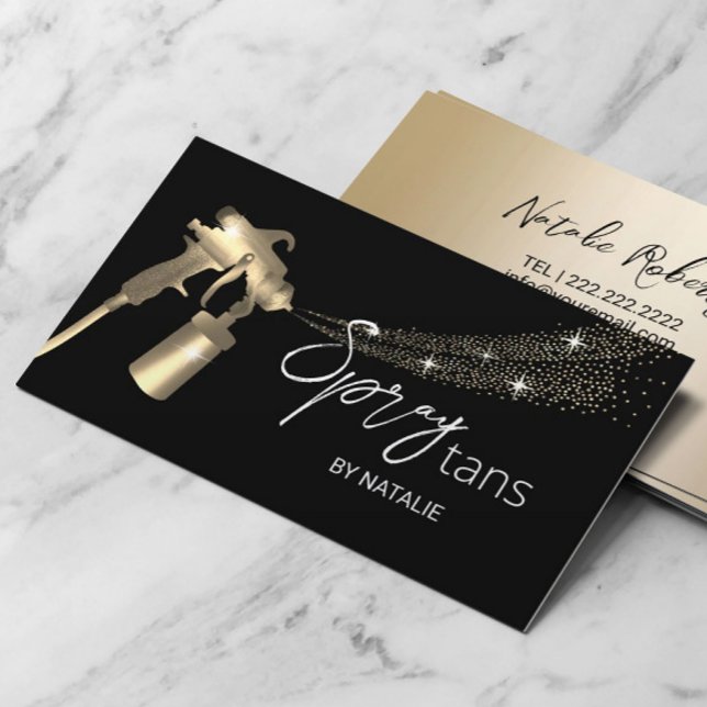 Mobil Spray Tans Black Guld Tanning Skincare Visitkort (Skapare uppladdad)