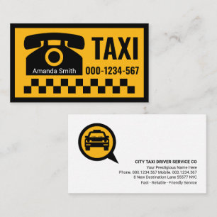 Mobil svart kontroll av gult Taxi Visitkort
