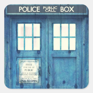 mobil telefonkiosk för Vintage polis Fyrkantigt Klistermärke
