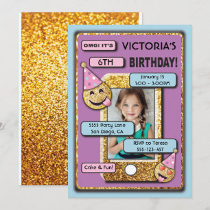 Mobil textinbjudan för Emoji Födelsedagsfest Cell Inbjudningar