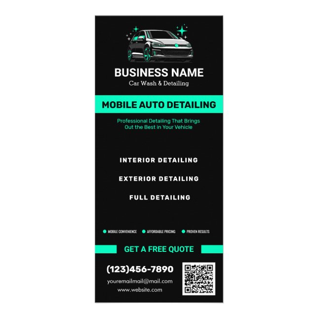 Mobil tvätt & detaljerad anpassning reklamkort (Framsidan)