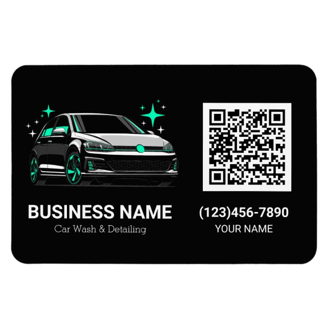 Mobil tvätt & detaljerad QR-kod Magnet (Horisontell)