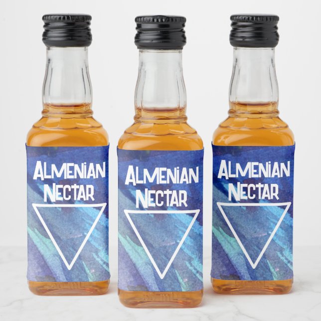 Mobil vattenfärgsblå spritflaskor etikett (Flaskor)