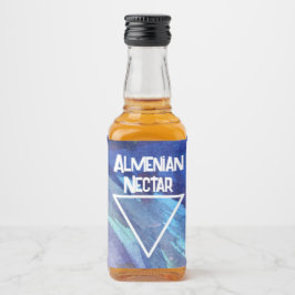 Mobil vattenfärgsblå spritflaskor etikett