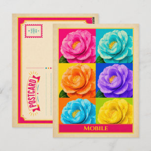 Mobil vykort Alabama Camellia Blomma Vintage