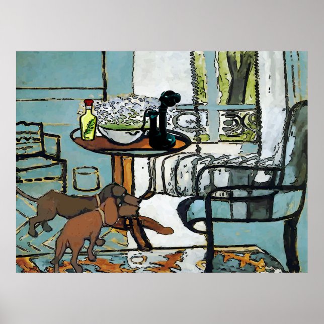 Mobila Bord och Dachshunds Matisse Stil Poster (Framsidan)