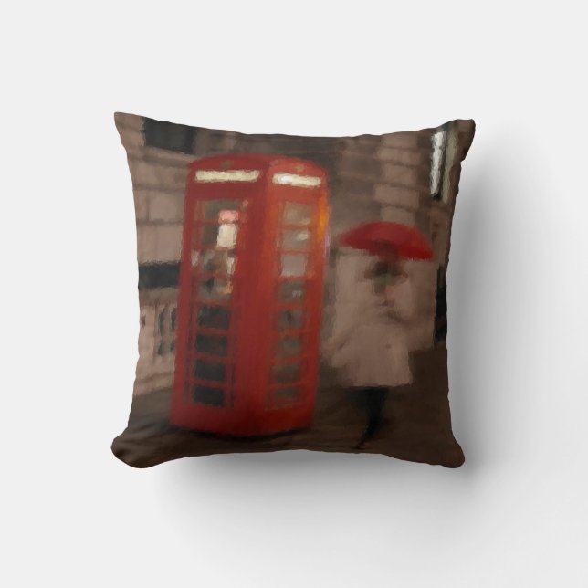 Mobila boxen i London Rainy Day/Umbrella Pillow Kudde (Framsida)