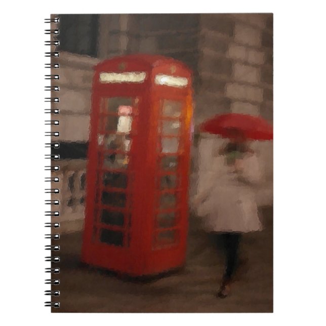 Mobila lådan London Rainy Day / Parbrella Notebook Anteckningsbok (Framsidan)