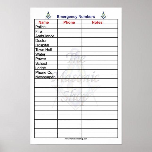 Mobila siffror för Akutet Masonic Poster (Framsidan)