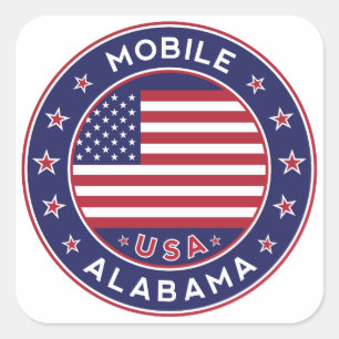 Mobile, Alabama Fyrkantigt Klistermärke