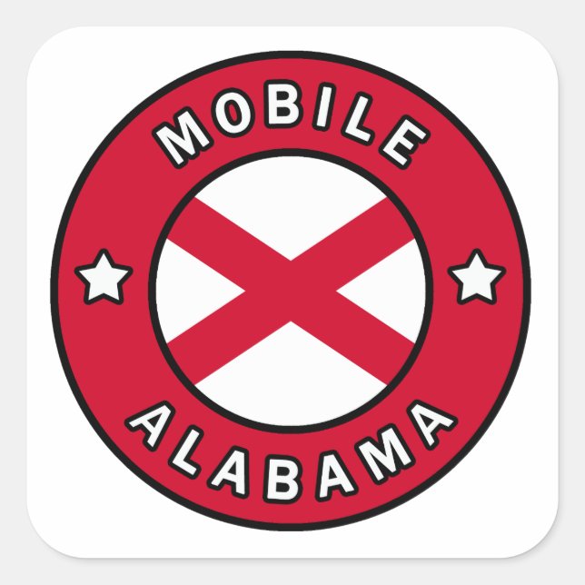 Mobile Alabama Fyrkantigt Klistermärke (Framsida)