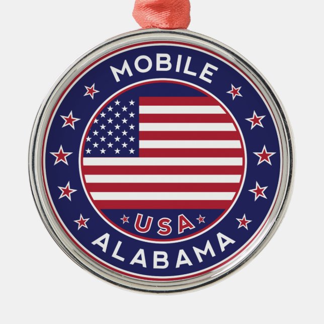 Mobile, Alabama Julgransprydnad Metall (Framsidan)