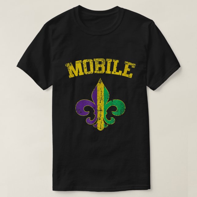 Mobile Alabama Mardi Gras Fleur De Lis Symbol T Shirt (Design framsida)