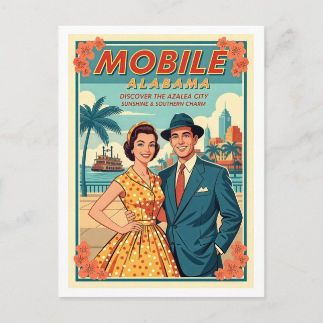 Mobile, Alabama Minnen – Retro 1950-tal Vykort (Framsida)