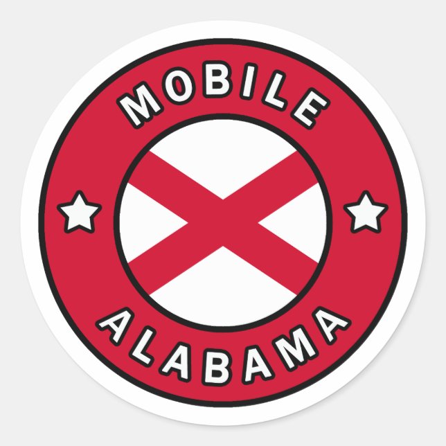 Mobile Alabama Runt Klistermärke (Framsida)
