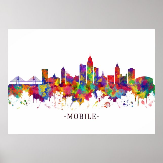 Mobile Alabama Skyline Poster (Framsidan)