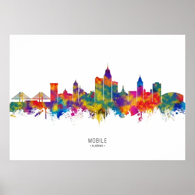 Mobile Alabama Skyline Poster (Framsidan)