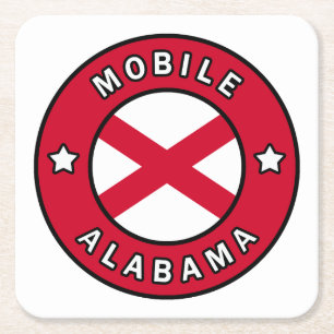 Mobile Alabama Underlägg Papper Kvadrat