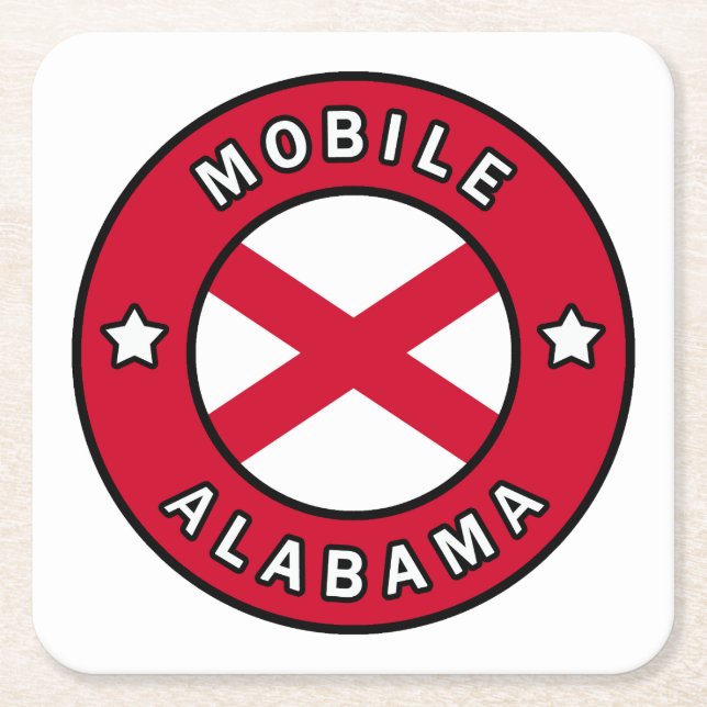 Mobile Alabama Underlägg Papper Kvadrat (Framsidan)