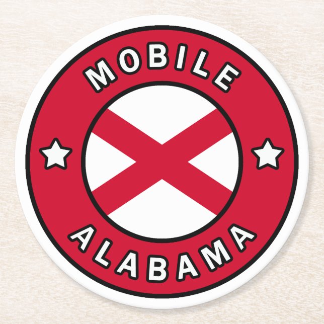 Mobile Alabama Underlägg Papper Rund (Framsidan)