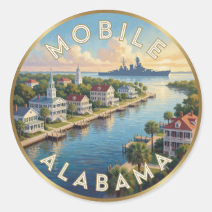 Mobile Alabama Vattenfronts Södra Resa Runt Klistermärke