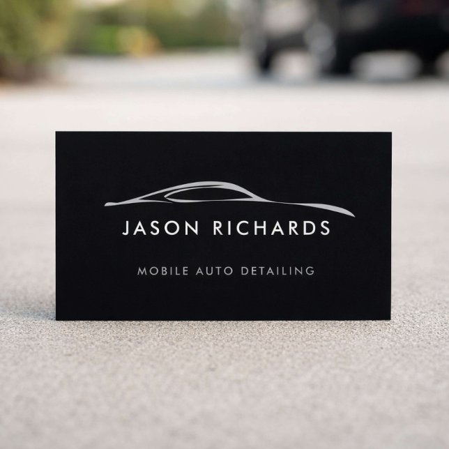 Mobile Auto Detailing-logotyp Svart Visitkort (Skapare uppladdad)