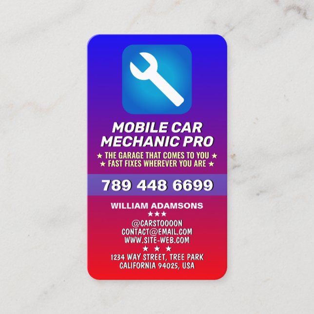 MOBILE AUTO MECHANIC & CAR REPAIR | CERTIFIED PRO VISITKORT (Framsida)