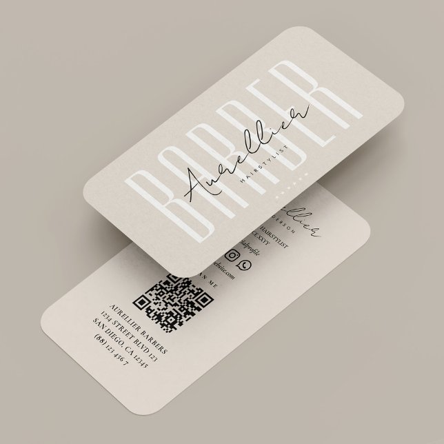 Mobile Barber Barbershop Sand Script Minimal Visitkort (Mobile Barber Barbershop Sand Script Minimal Business Card
)