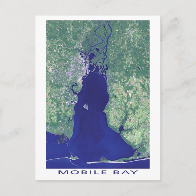 Mobile Bay Alabama Satellite Photo Vykort (Framsida)