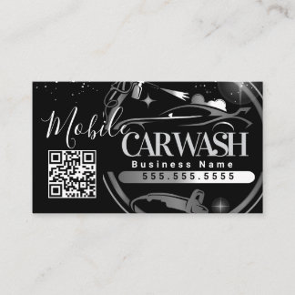 Mobile Car Wash Detail - Business Logo QR Code B Visitkort