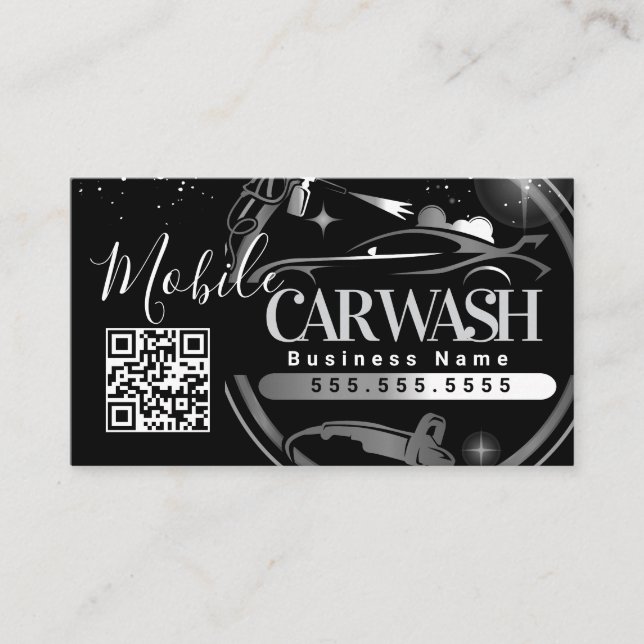Mobile Car Wash Detail - Business Logo QR Code B Visitkort (Framsida)