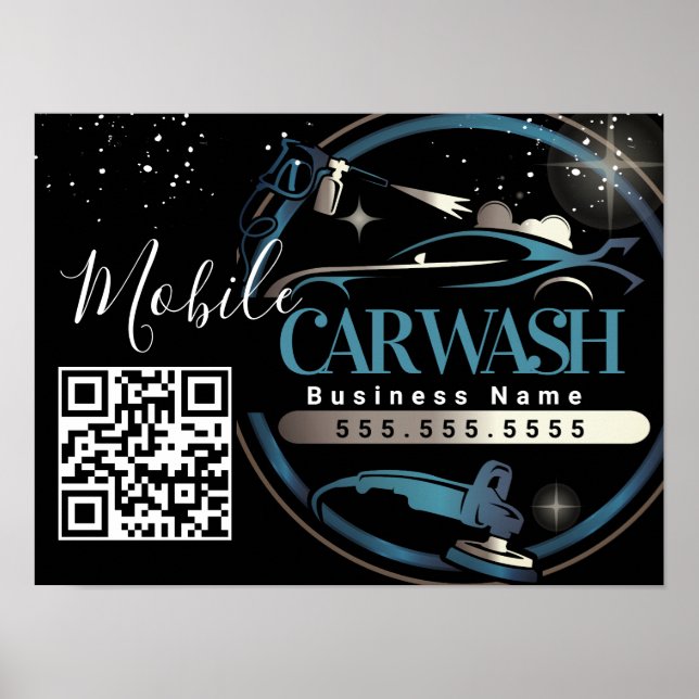 Mobile Car Wash Detail - Business Logo QR Code  Poster (Framsidan)