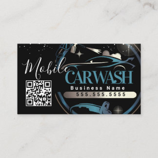 Mobile Car Wash Detail - Business Logo QR Code  Visitkort