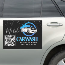 Mobile Car Wash Detailing Vehicle Logo QR Code E
