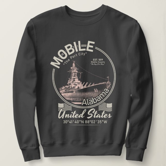 MOBILE CITY ALABAMA - USS ALABAMA BATTLESHIP T SHIRT (Design framsida)