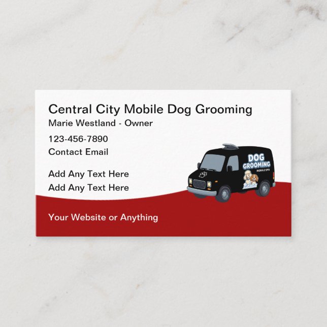 Mobile Dog Grooming Modern Business Cards Visitkort (Framsida)