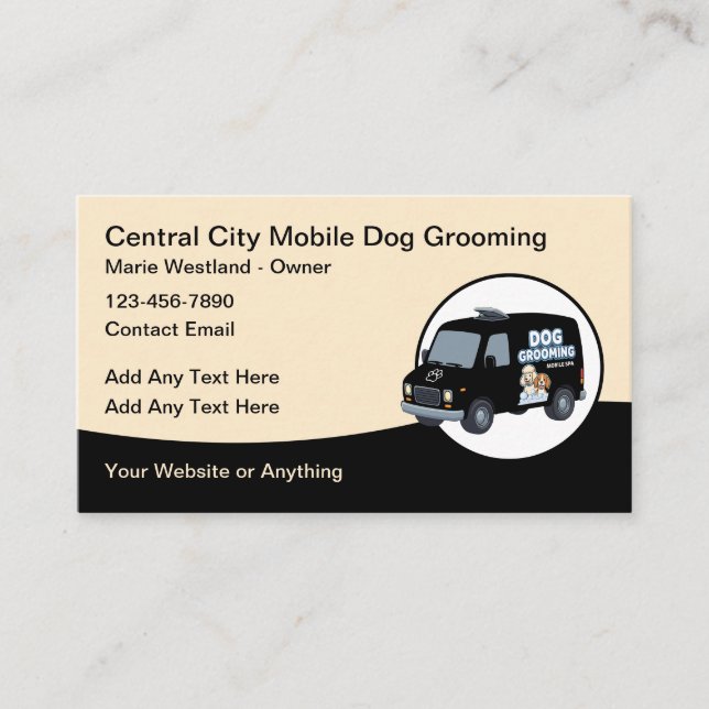 Mobile Dog Grooming Services Groomer Visitkort (Framsida)