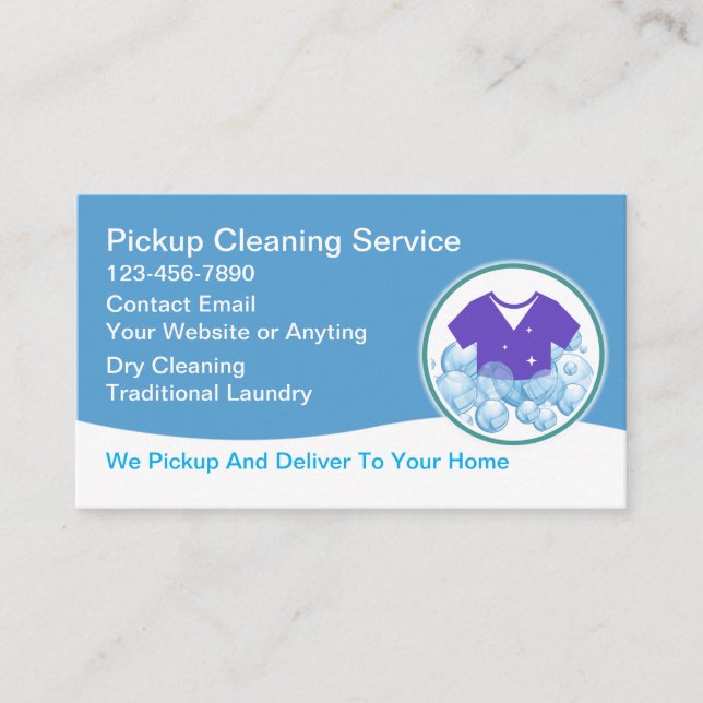 Mobile Laundry Pickup Service Business Cards Visitkort (Framsida)