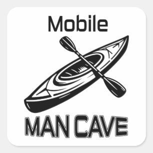 Mobile Man Cave Kayak Fyrkantigt Klistermärke