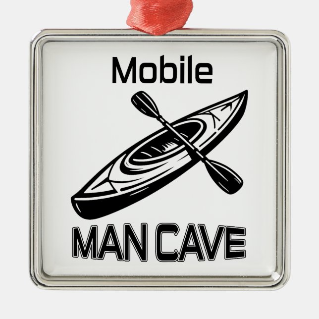 Mobile Man Cave Kayak Julgransprydnad Metall (Framsidan)