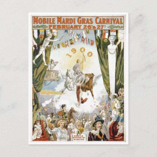Mobile Mardi Gras1900 Poster Vykort (Framsida)