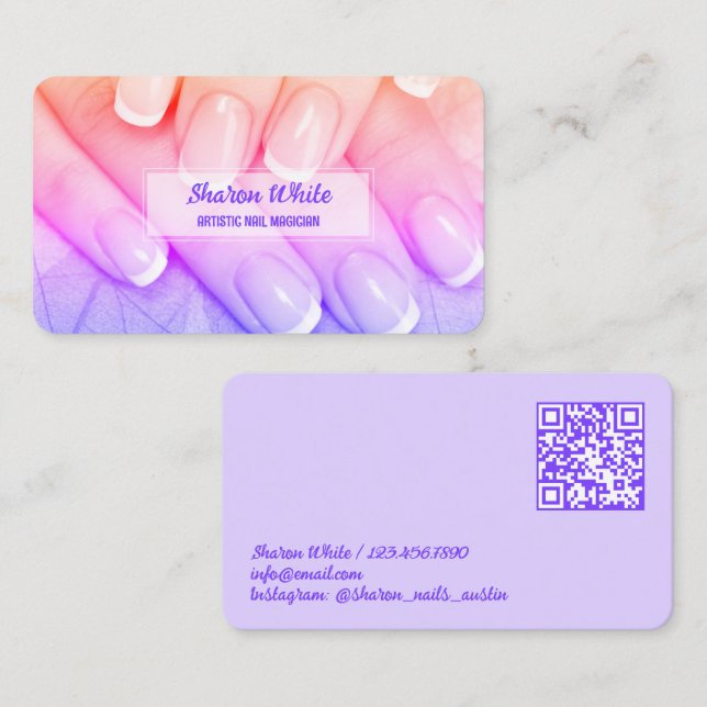 💅🏻 Mobile Nail Tech QR Visitkort (Fram/baksida)